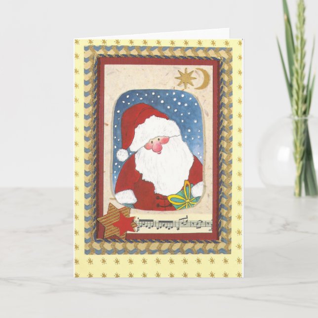« Homme de Noël carte de collage d'aquarelle " (Devant)