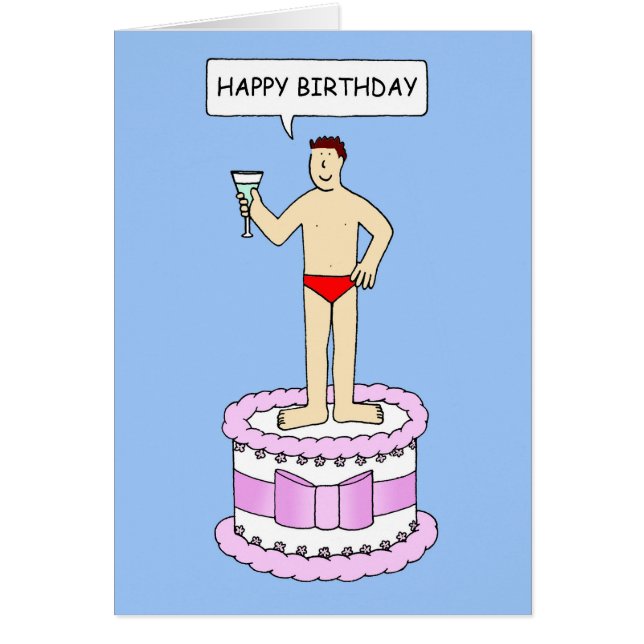 Homme drôle de joyeux anniversaire sur le gâteau (Devant)