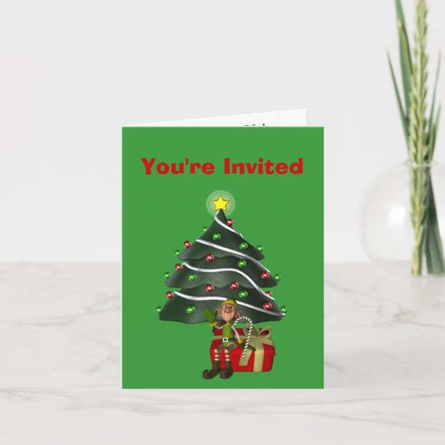 Homme Elf Tree Noël Fête de Noël Invitation (Devant)