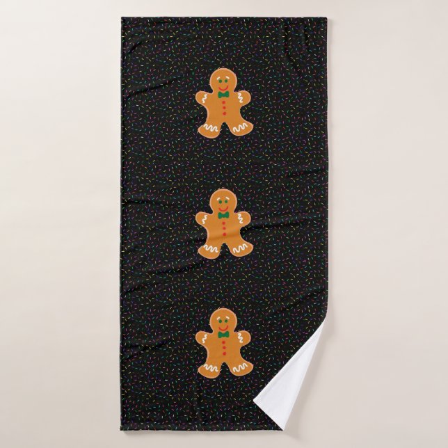 Homme en pain d'épices avec des arrosages (Serviette de bain)