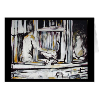 Homme et femme dans la fenêtre avec le chat -