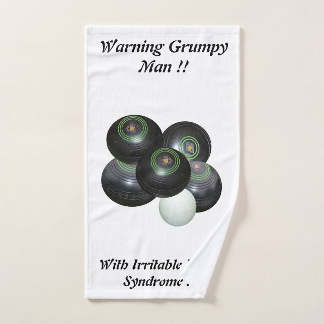 Homme Grumpy Drôle À La Pelouse Bowls Design, (Serviette à main)