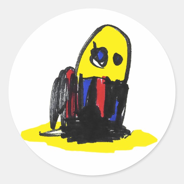 Homme Jaune Funky - Stickers Arrondi (Devant)