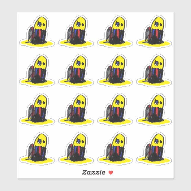 Homme Jaune Funky - Stickers Vinyle Coupé Sur Mesu (Feuille)