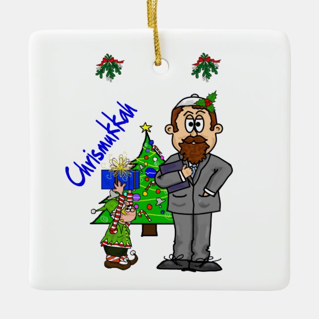 Homme juif Elf Chrismukkah Ornement (Devant)