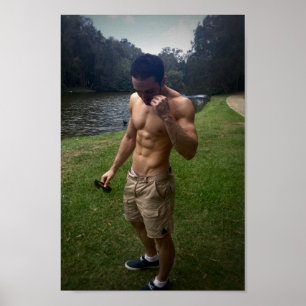 Homme noir et blanc   affiche de fitness