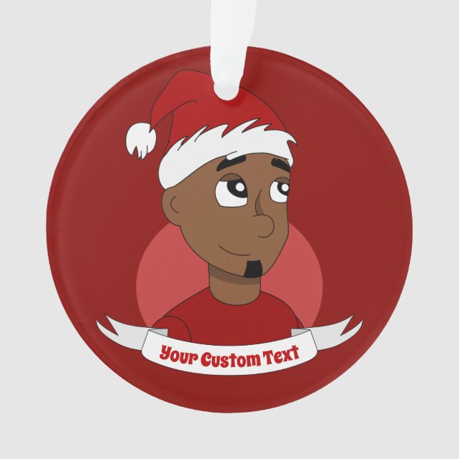 Homme souriant Caricature de Noël Ornement (devant)