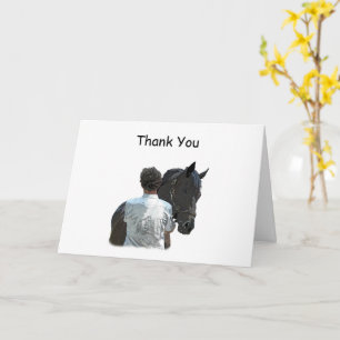 Homme tenant Cheval Light Merci Carte de voeux