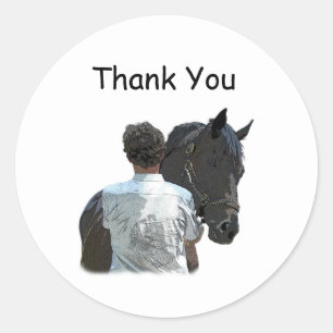 Homme tenant un cheval Stickers Lumière