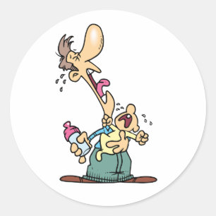 Homme Tenant Un Stickers De Bébé Pleurant