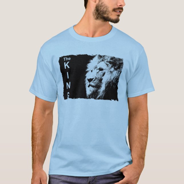 Hommes Basic TShirts Pop Art Lion face bleu clair (Devant)