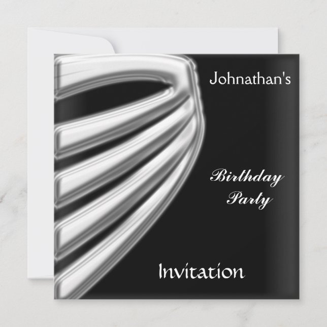 Hommes Black Silver Party Invitation enregistrer l (Devant)