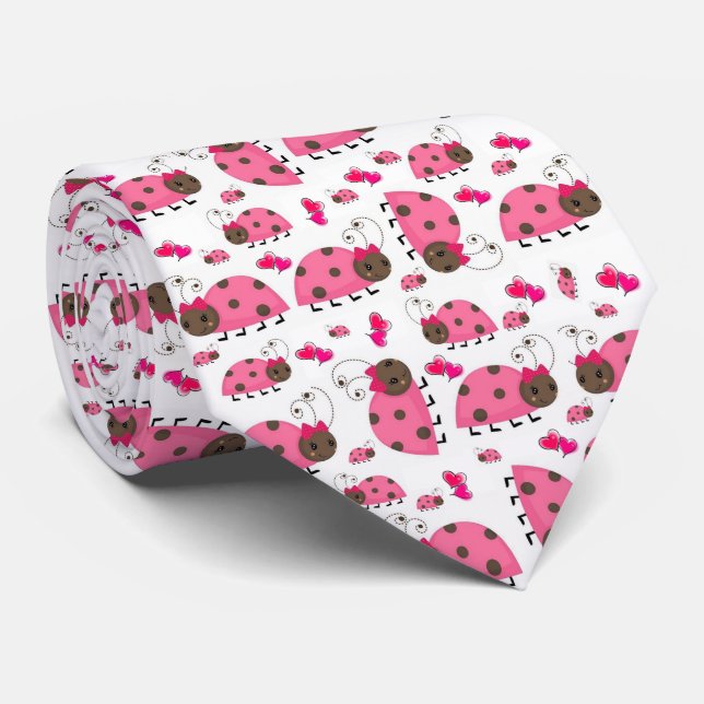 Hommes concepteurs Cravates Pink Ladybugs (Roulé)