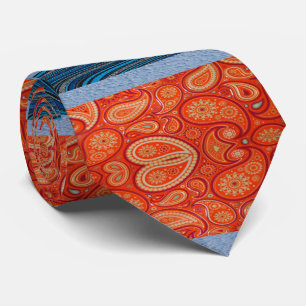 Hommes Cravates Blue Orange Paisley