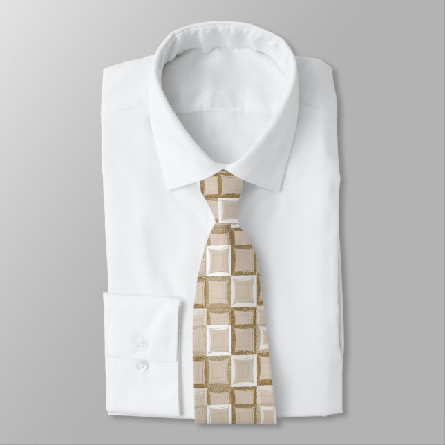 Hommes Designer Cravate Beige Stars (Attaché)