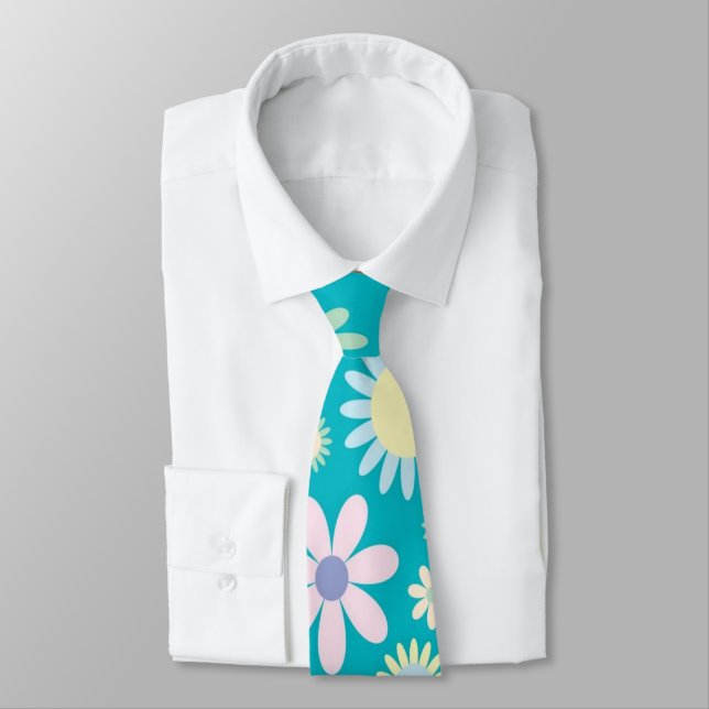 Hommes Designer Cravate Floral Blue (Attaché)