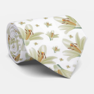 Hommes Designer Cravate Tulipes blanches