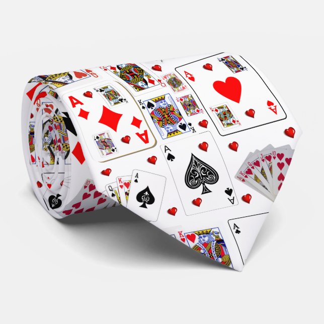 Hommes Designer Cravates Ace Jouer des cartes (Roulé)