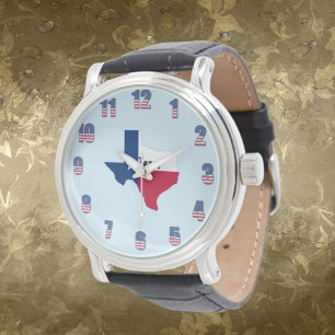 Hommes Texas Patriotique Chiffres Noir Montre de p