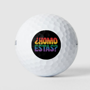 Homo Estas Funny Spanish Mexican Gay Ally LGBTQ Golf Balls