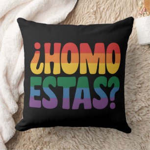 Homo Estas Funny Spanish Mexican Gay Ally LGBTQ Throw Pillow