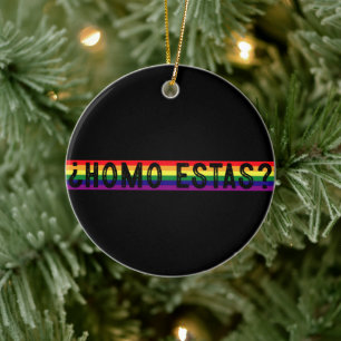 Homo Estas Spanish Mexican Gay Pride LGBTQ Month Ceramic Ornament