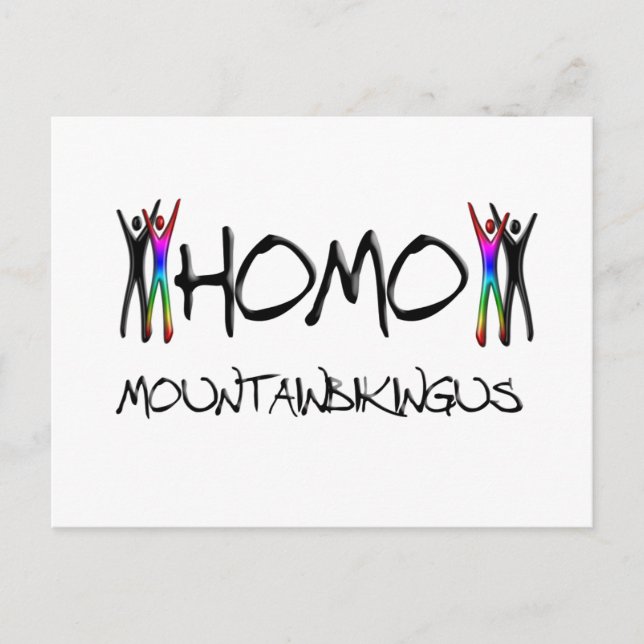 Homo mountain biking postcard (Front)