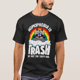 Homophobia Is Trash Raccoon Rainbow Flag Gay Pride T-Shirt