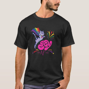 Homosexual Cat With Rainbow Flag   Gay Af T-Shirt