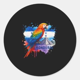 Honduran Flag Scarlet Macaw Copan Honduras Vacatio Classic Round Sticker