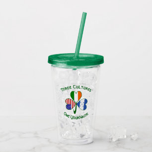 Honduran Irish American Flag Shamrock Personalized Acrylic Tumbler