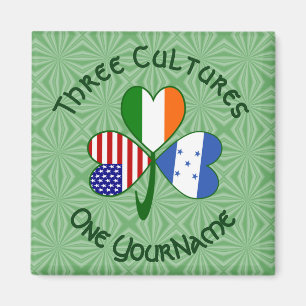 Honduran Irish American Flag Shamrock Personalized Magnet