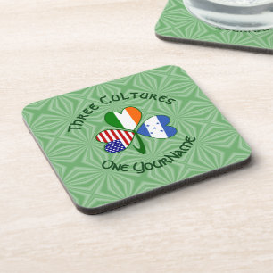 Honduran Irish American Flags Shamrock Your Name Coaster