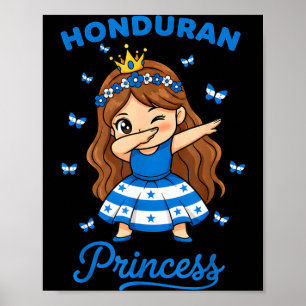 Honduran princess dabbing cute girl honduras flag  poster