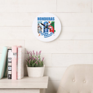Honduras 504 Reloj de Pared Large Clock