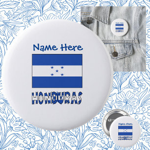 Honduras and Honduran Flag Blue Personalization 2 Inch Round Button