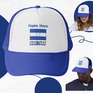 Honduras and Honduran Flag Blue Personalization Trucker Hat