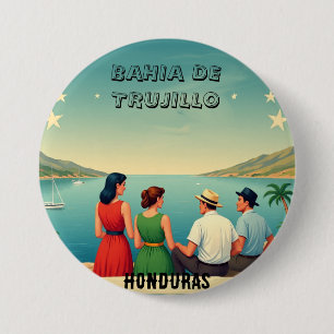  Honduras BAHIA DE TRUJILLO Retro poster 3 Inch Round Button