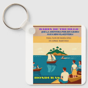 Honduras BAHIA DE TRUJILLO Retro poster Keychain