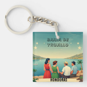  Honduras BAHIA DE TRUJILLO Retro poster Keychain