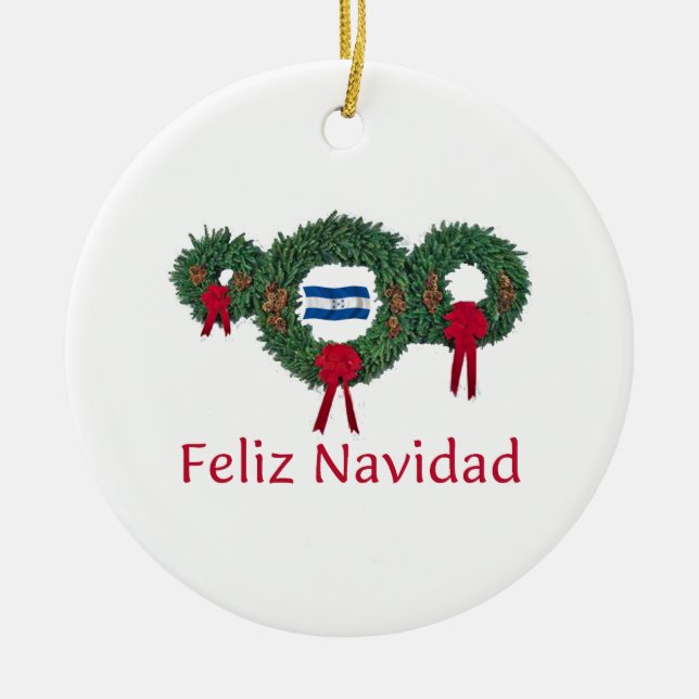Honduras Christmas 2 Ceramic Ornament (Front)