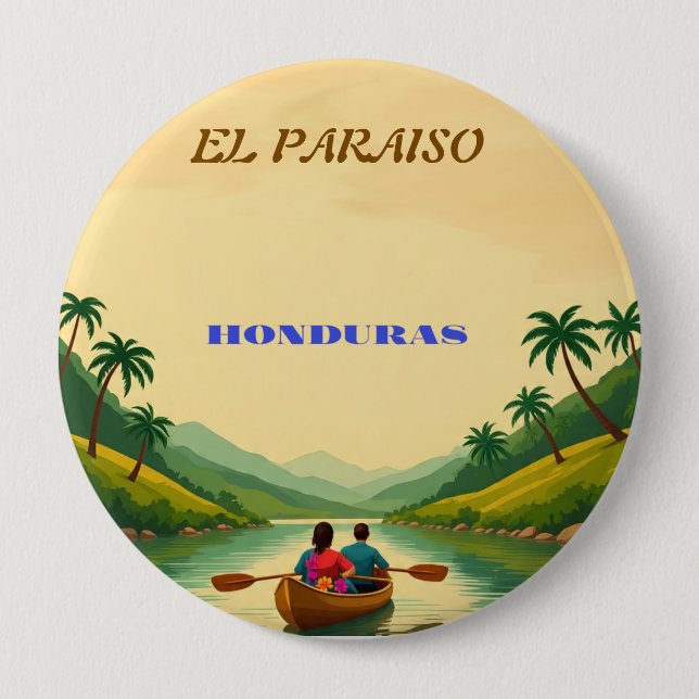  Honduras EL PARAISO Retro poster 4 Inch Round Button (Front)