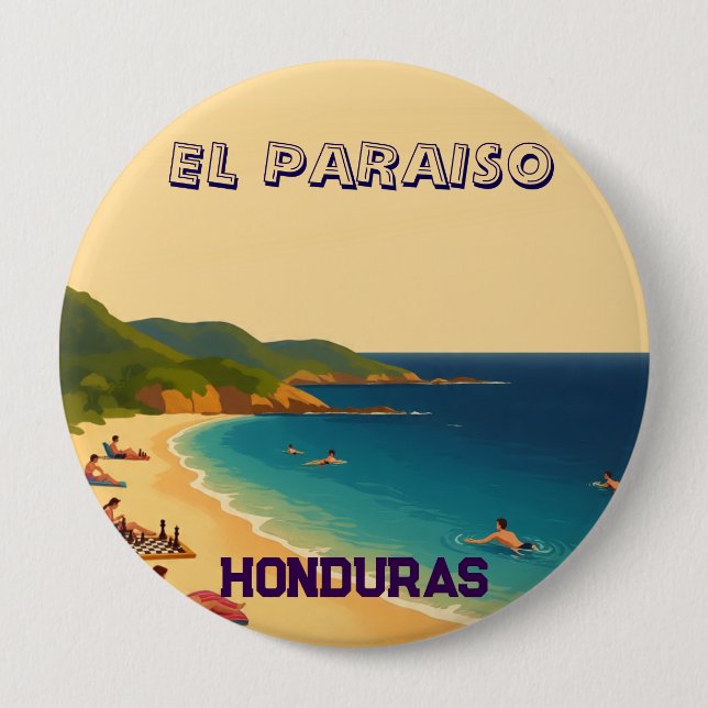  Honduras EL PARAISO Retro poster 4 Inch Round Button (Front)