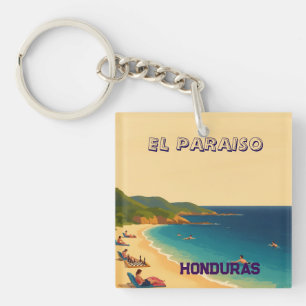 Honduras EL PARAISO Retro poster Keychain