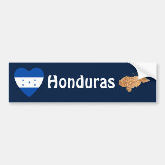 Honduras Flag Heart + Map Bumper Sticker