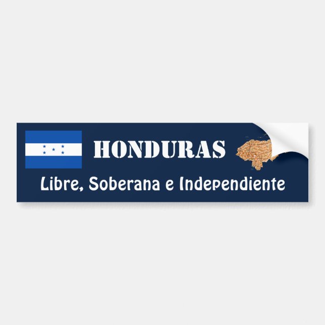 Honduras Flag + Map Bumper Sticker (Front)