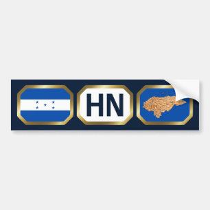 Honduras Flag Map Code Bumper Sticker