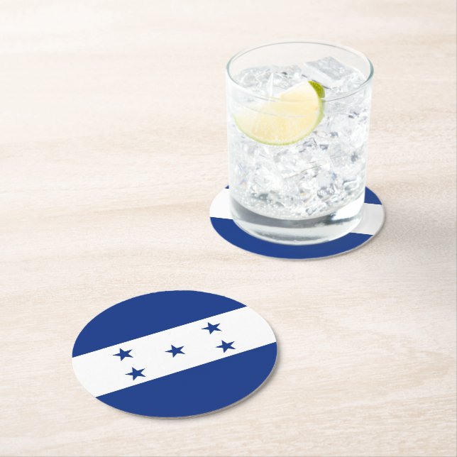 Honduras flag round paper coaster (Insitu)
