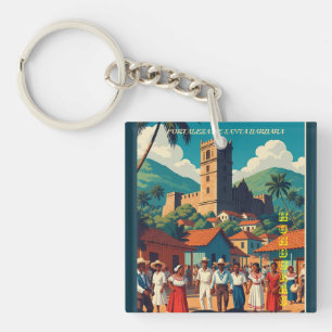 Honduras Fortaleza de Santabarbara Retro poster Keychain