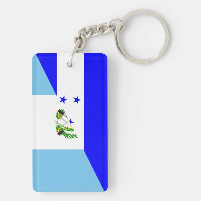 honduras guatemala country half flag symbol keychain (Back)